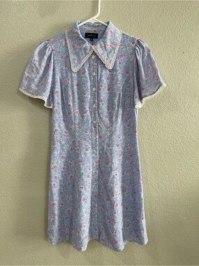 MAJORELLE Floral Collared Button Down Shirt Dress XS Mini Dress